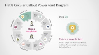 Editable Circle Chart with 8 Steps Process Diagrams