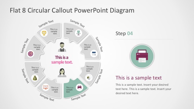 8 Steps Flat Circular Process Diagram with Callouts