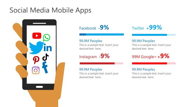 Social Media Apps in Phone Illustration PPT