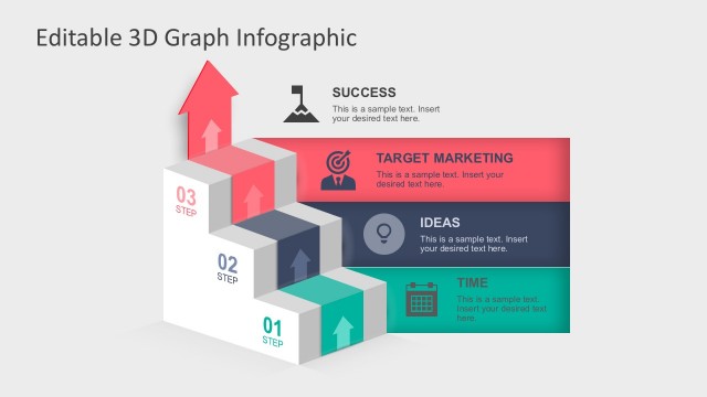 3 Steps Editable 3D Ladder Infographic