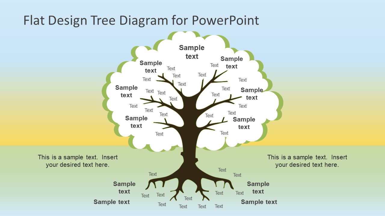 Flat Design Roots Tree PowerPoint Diagram - SlideModel