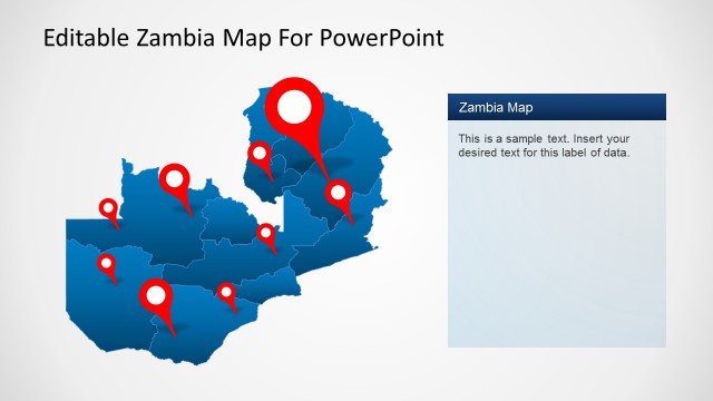 Editable Zambia Map with GPS Locator Icons