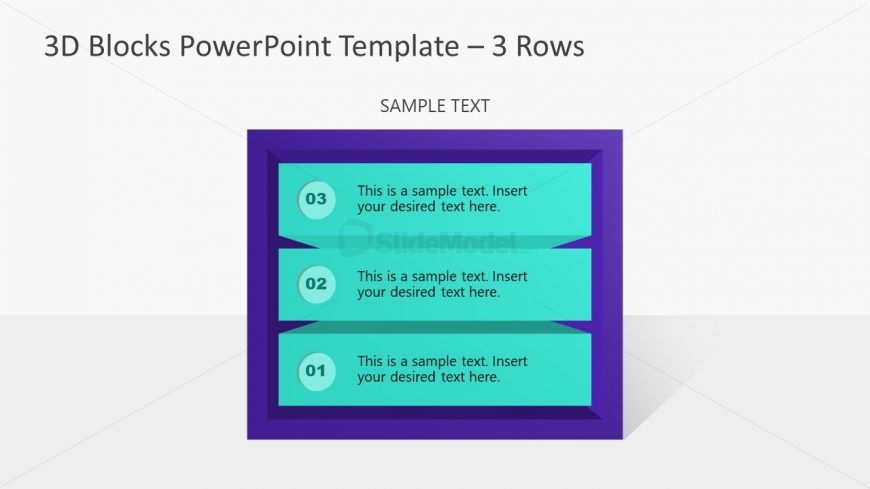 Presentation of 3D Blocks for 3 Items