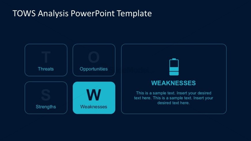 Blue Themed TOWS Matrix Powerpoint