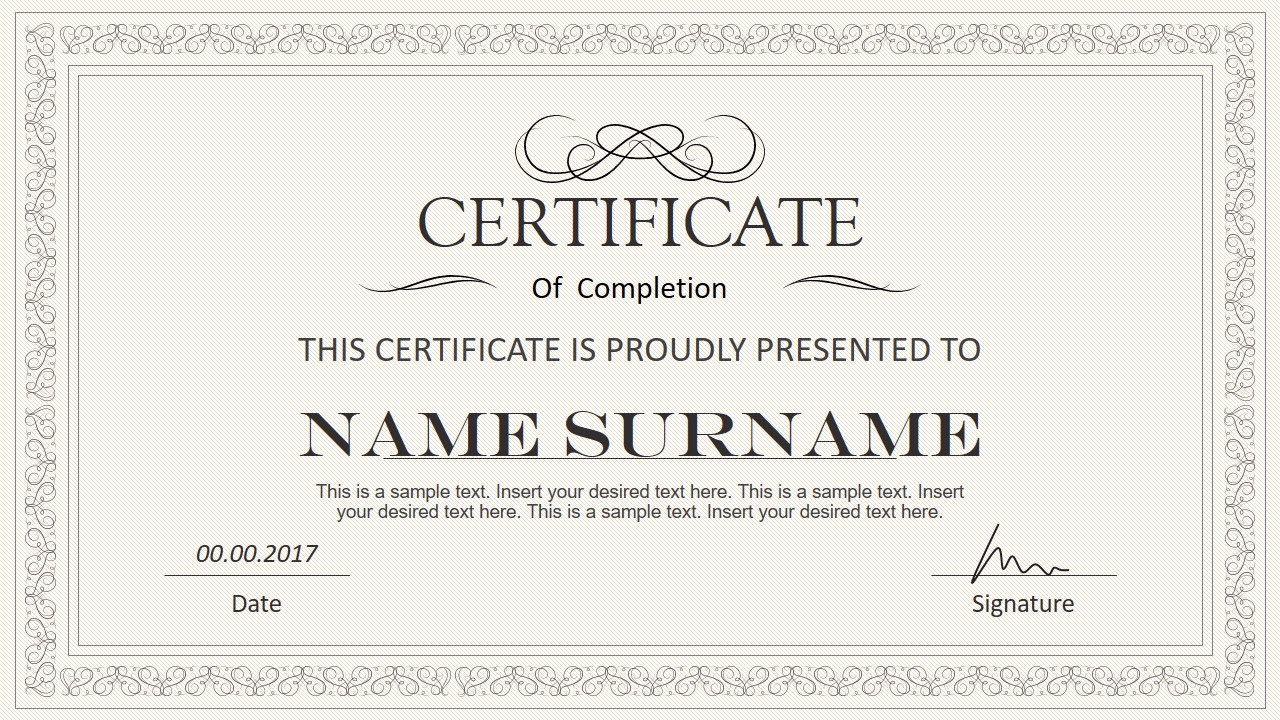 Stylish Certificate PowerPoint Templates Throughout Award Certificate Template Powerpoint