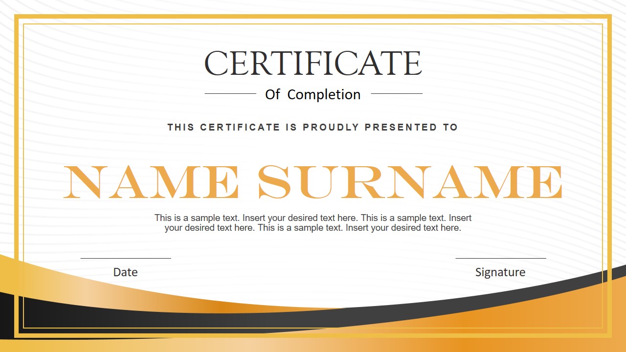 Modern Certificate PowerPoint Template Throughout Award Certificate Template Powerpoint