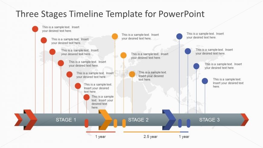 Three Stages of Timeline in PowerPoint