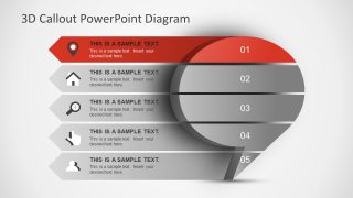 Five Step 3D Diagram Slide