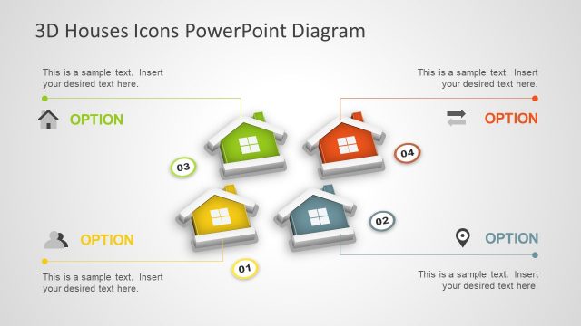 3D Houses Icons PowerPoint Diagram