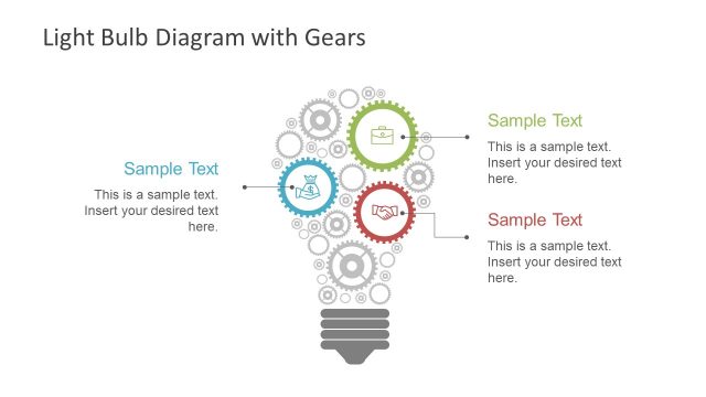Light Bulb Diagram Gears PowerPoint Shapes