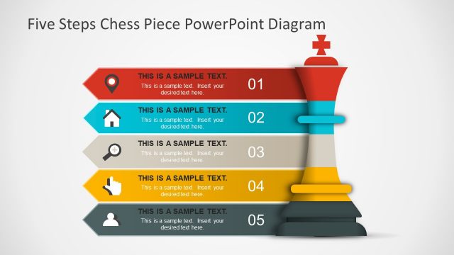 Five Steps Chess Piece PowerPoint Diagram