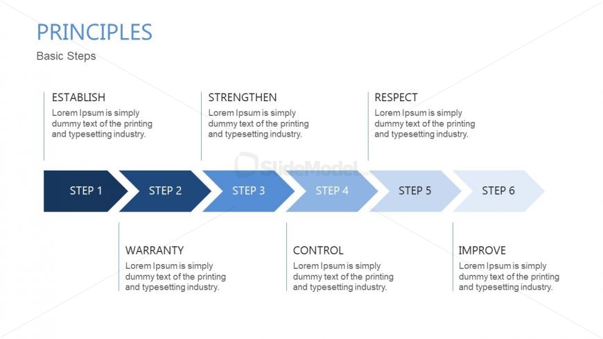 6 Chevron Steps Horizontal Diagram