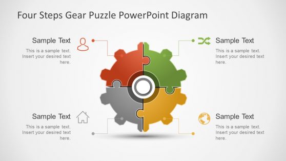 Gear Wheel Four Step Business Diagram