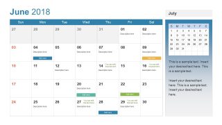 June Calendar Template of Tables and Text