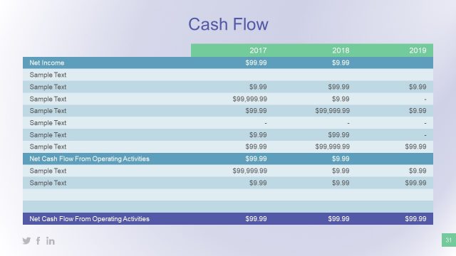 Editable Cash Flow Data Table