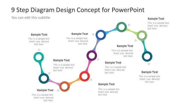 9 Step Colorful Snake Diagram for PowerPoint