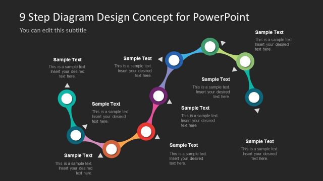 Curvy Diagram Template of 9 Step Process