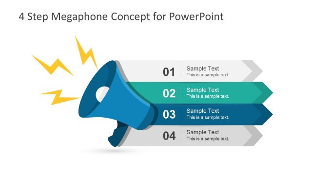 4 Step Megaphone Concept PowerPoint Templates