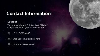 Contact Information Template Slide for Astrotourism Presentation