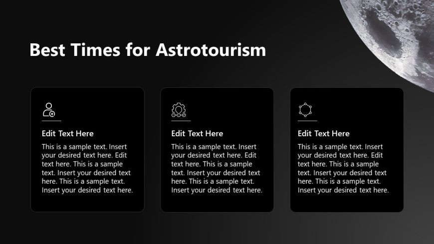 Three Columns Slide for Best Times of Astrotourism Presentation