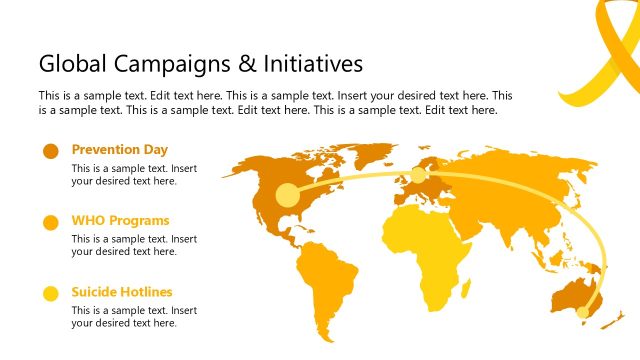 Global Campaigns & Initiatives Map Diagram Slide