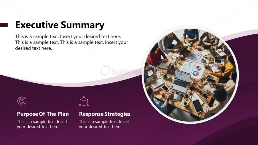 Editable Executive Summary PPT Slide Template with Purple Background