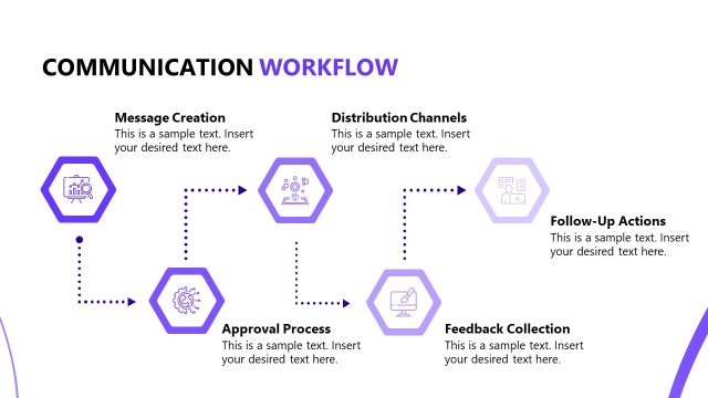 Five Hexagons Slide – Communication Workflow Template Slide