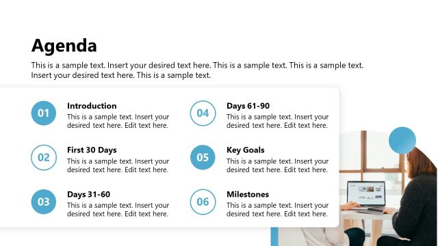 Agenda Slide for 90 Day Presentation Template