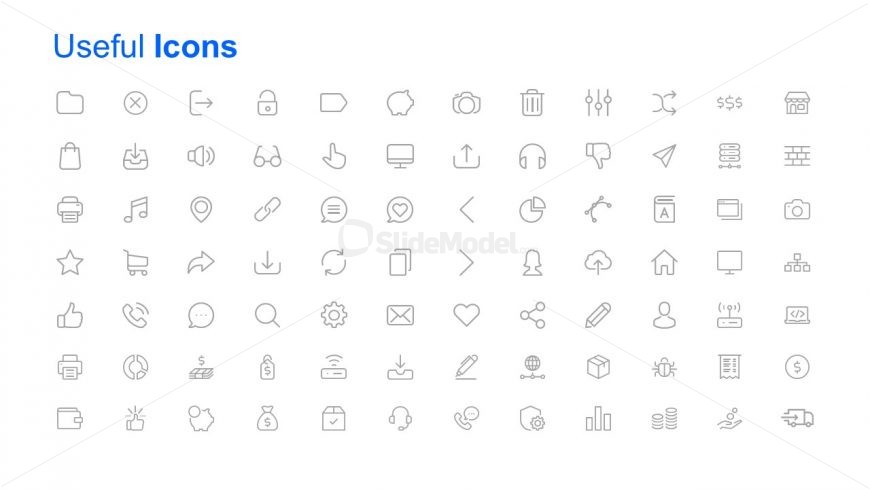 96 Gray Icons with White Background