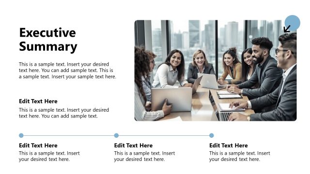 Executive Summary Slide with Text Boxes