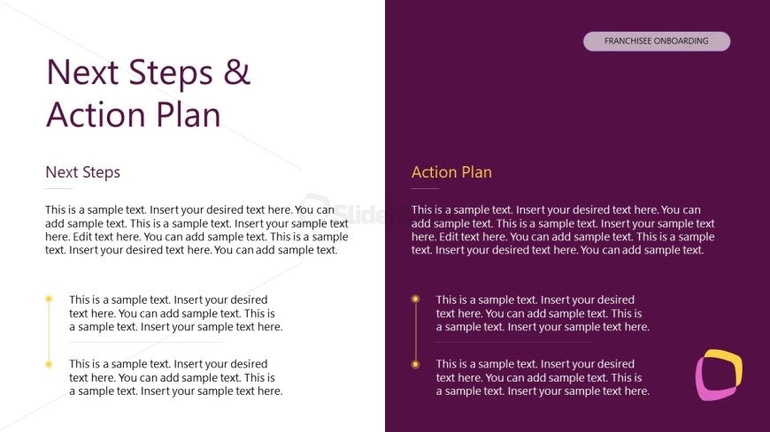 Action Plan Slide - Franchisee Onboarding Presentation