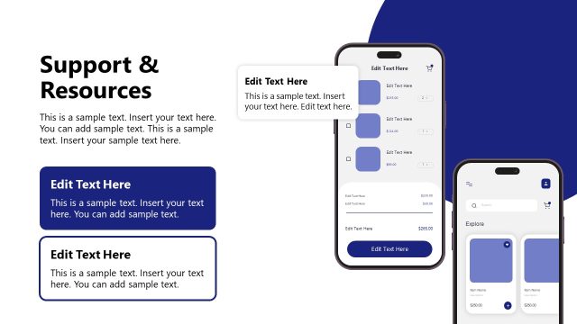 Support & Resources Slide with Multiple Sections