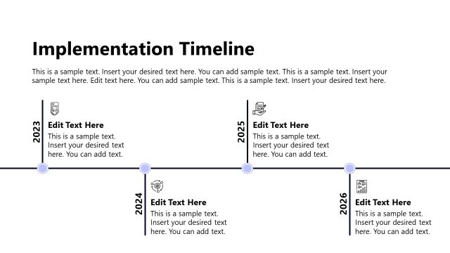 Implemention Timeline Horizontal Diagram Slide – Cybersecurity Solutions Sales Deck