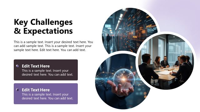 Key Challenges & Expectation Slide with Multiple Sections