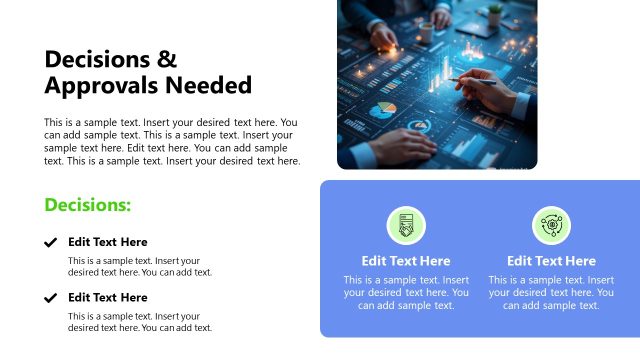 Decisions & Approvals Slide with Checkmarks