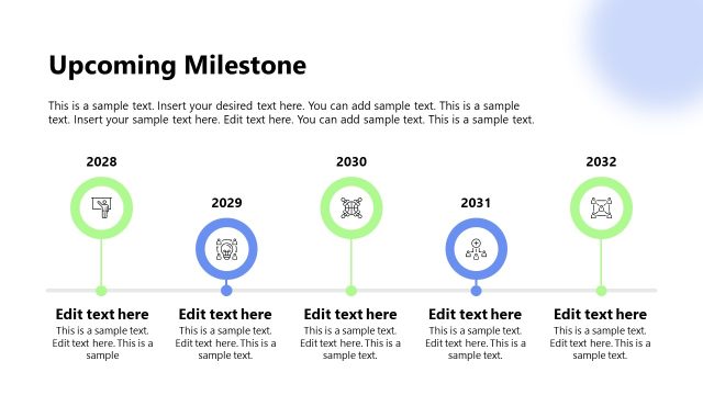 Upcoming Milestones Slide with Circular Shapes