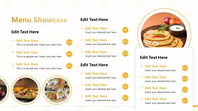 Food Menu Showcase Slide – Food Presentation Template