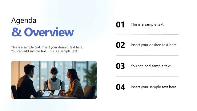 Agenda & Overview Slide – AI Workforce Transition PPT Template
