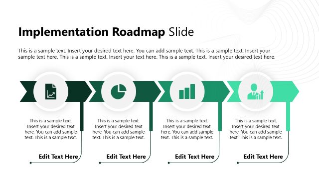 Implementation Roadmap Arrow Diagram Slide with Icons