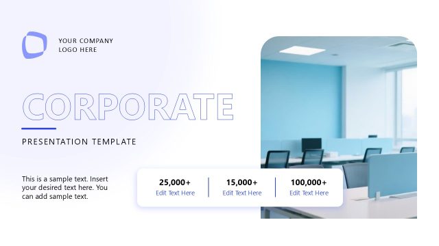 Cover Slide for Light Blue Corporate PPT Template