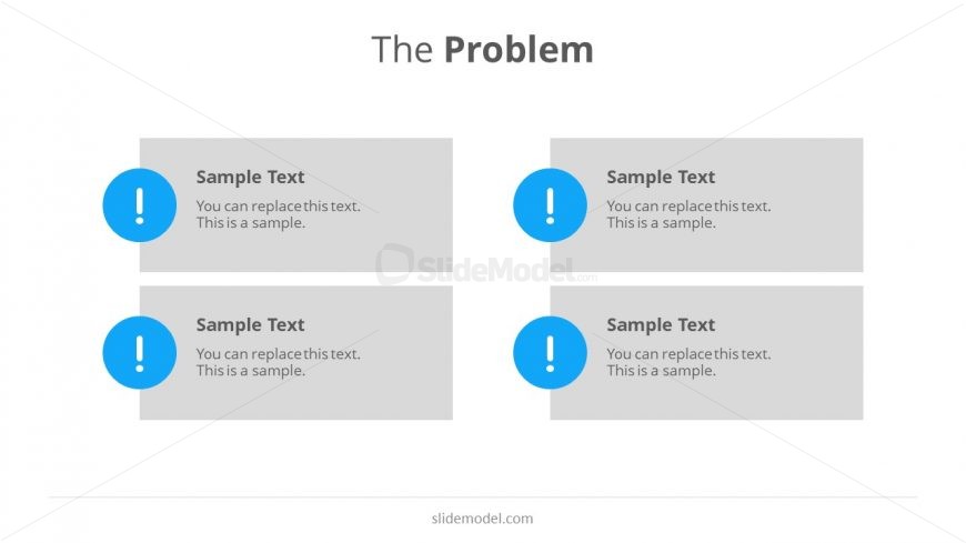 A slide design to present the Problem in a Pitch Deck presentation.