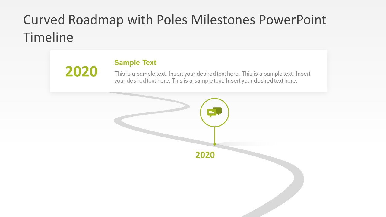 Curved Roadmap With Poles Milestones PowerPoint Timeline - SlideModel