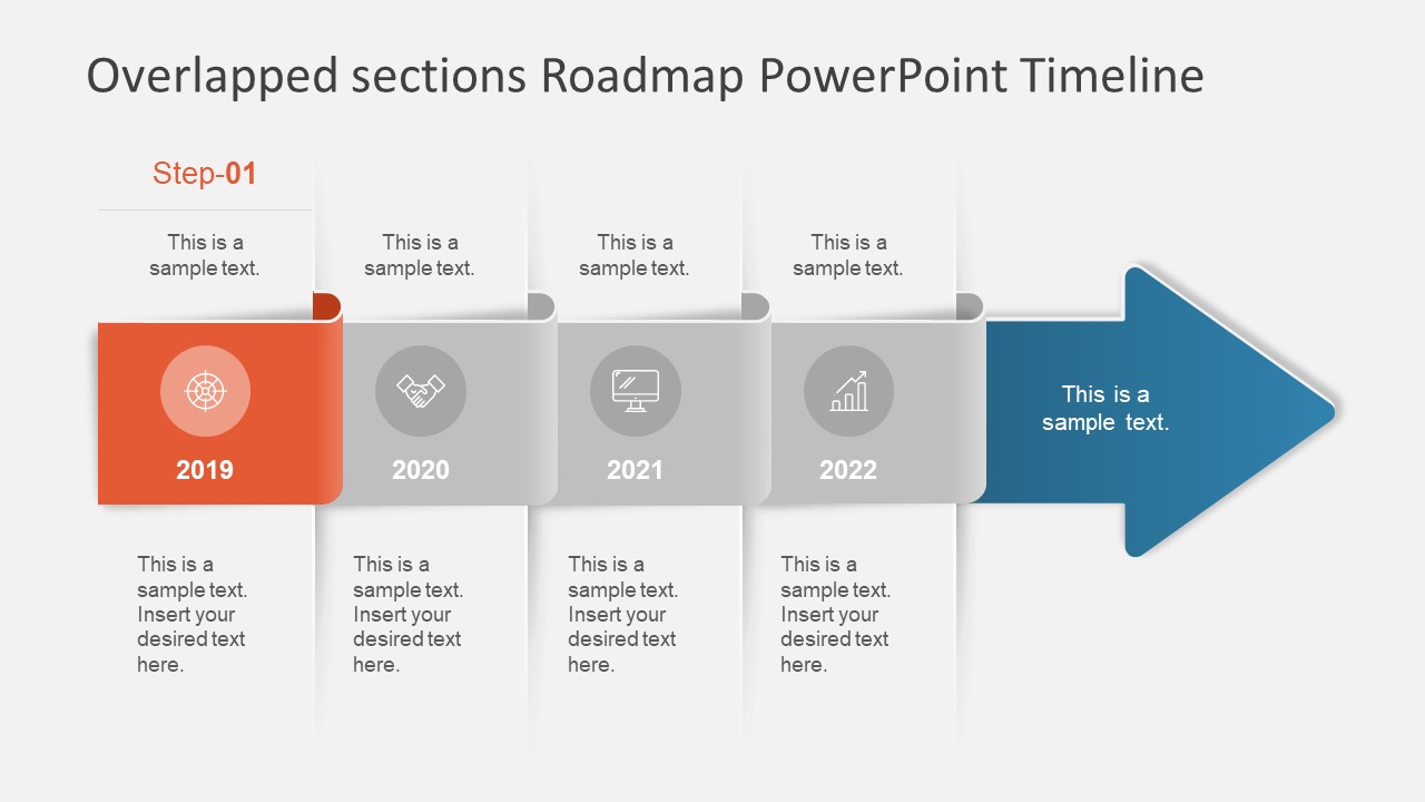 Overlapped Sections Roadmap Powerpoint Timeline Slidemodel 5828