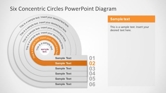 Editable Six Concentric Circles PPT Template