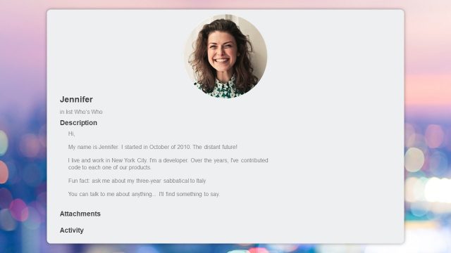 Staff Member Information and Photo Slide