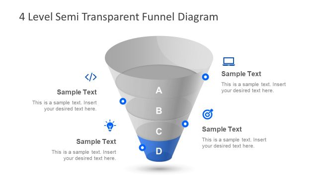 4 Step Semi Transparent PPT Funnel