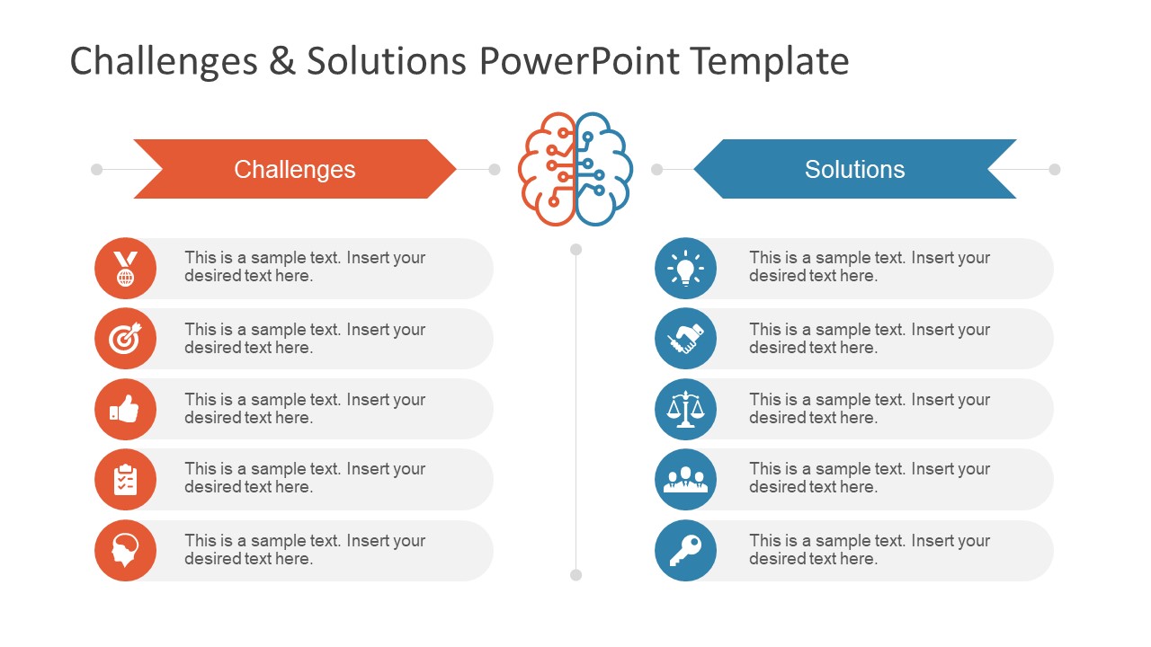 Challenges & Solution PowerPoint Template SlideModel