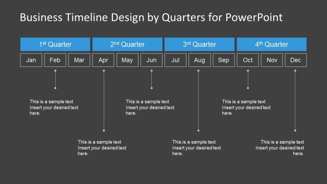 Quarters PowerPoint Timeline Black