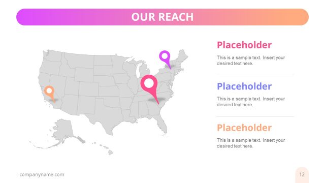 Map of US for Global Reach PPT