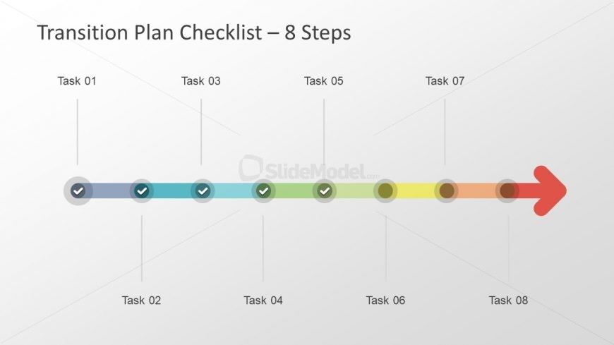 Milestones Horizontal Arrow Shape PPT